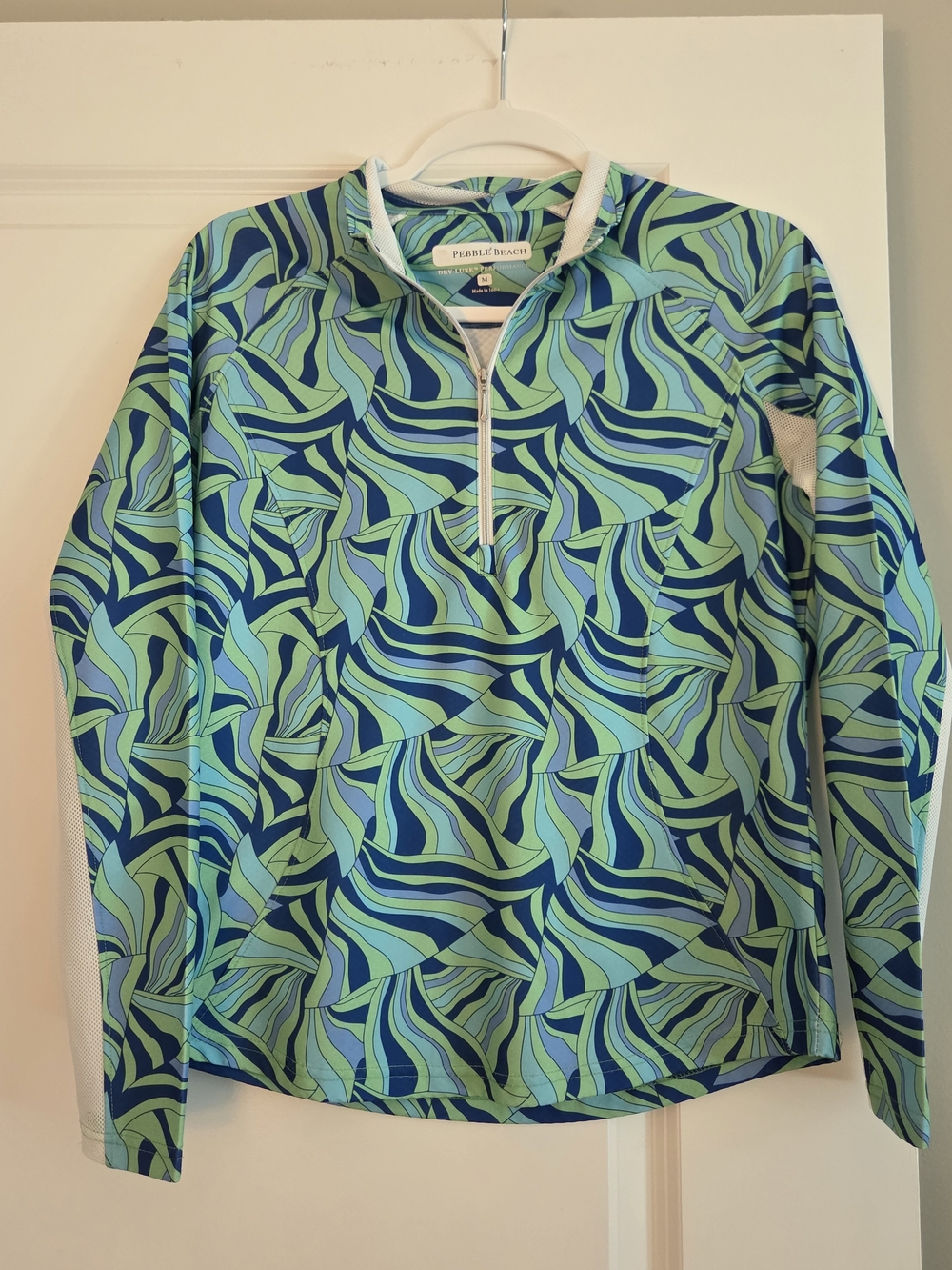 Pebble Beach Blue & Lime Abstract Performance Shirt